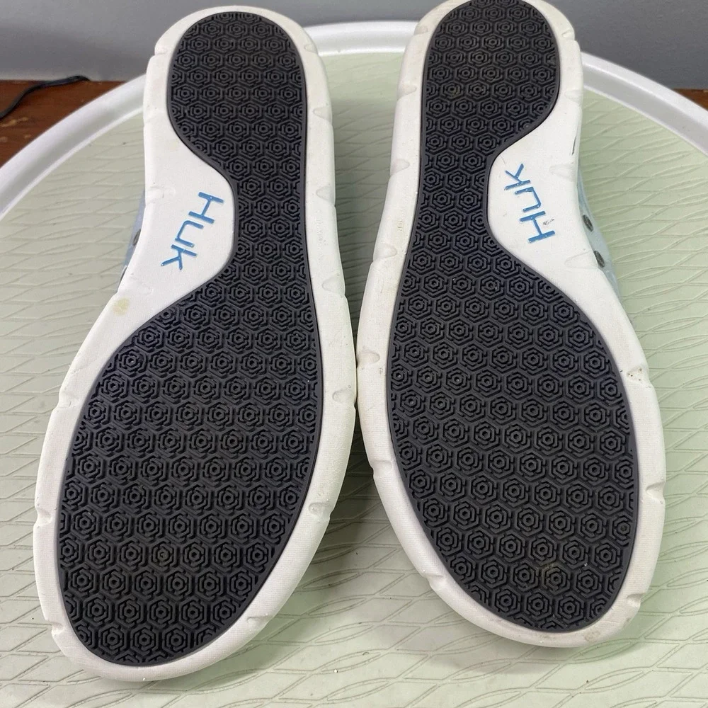 HUK Performance Brewster Mens Fishing Slip On Casual Shoes Light Blue/white Sz.8